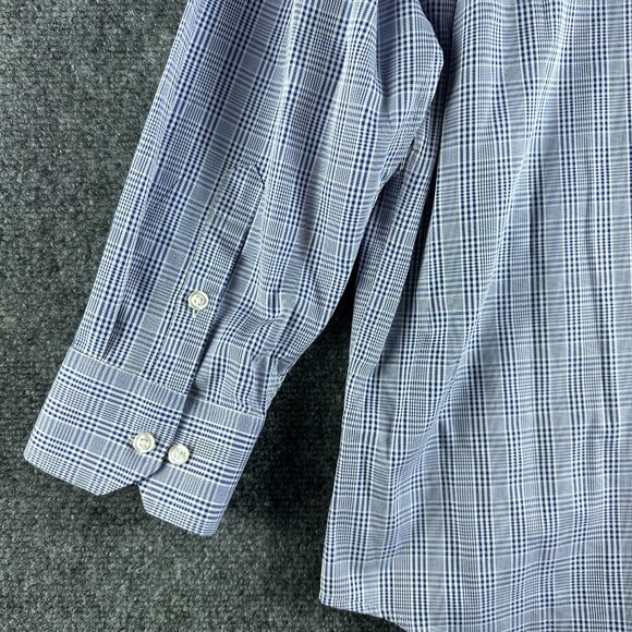 David Alexander Shirt Mens 18 Classic Fit Blue Plaid Cotton Long Sleeve NEW Easy - Picture 7 of 9